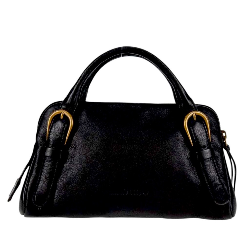 Miu Miu Hand Bag Leather Black Auth 127044V